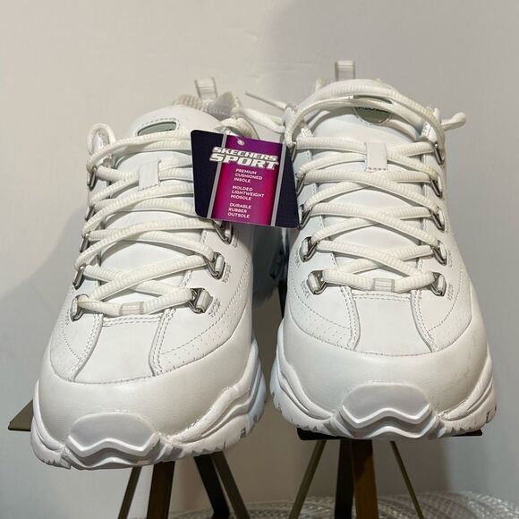 Sketchers Women’s Sport Premium Sneaker Size 10 White Leather NWT - Picture 6 of 12